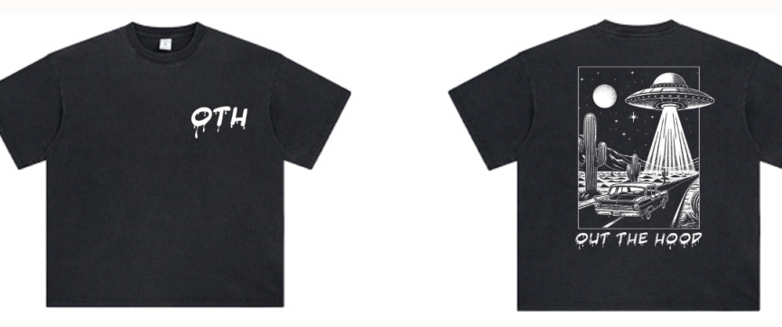 OTH Black/Acid Wash Oversized UFO T-shirt